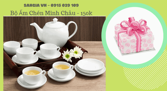 Bộ ấm trà Minh Châu Làm quà tặng đại hội đảng