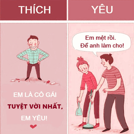 sự khác biệt giữa thích và yêu