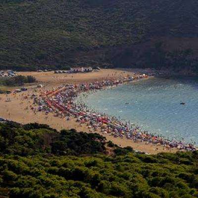 An idyllic beach between sand gold, sea blue and greenery of the mountains, Ain Temouchent and Oran