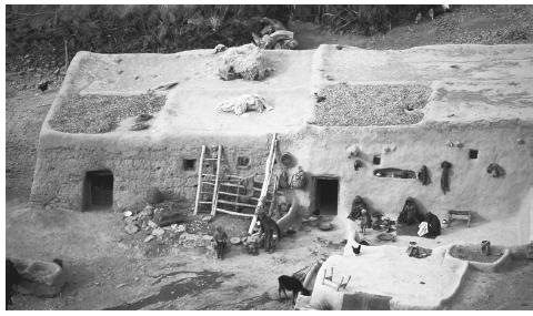 In southern and central Afghanistan, the most common form of housing is a fortified farm built of mud and straw.