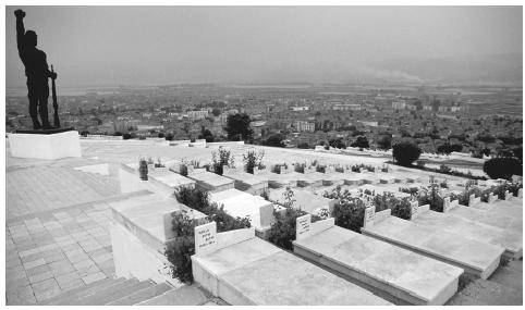 A historical cemetery of martyrs overlooking the city of Korcë. Many graves date back to the independence movement of the early twentieth century.