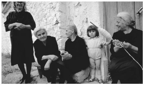 A group of women near Korcë. In Albania's patriarchal society, women are generally placed in subordinate roles.