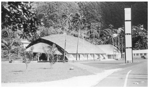 A high school auditorium in Utulei, on the island of Tutuila. American Samoa offers educational programs for preschool children, as well as universal public education through high school.