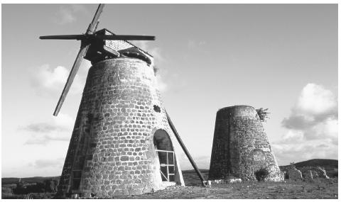 Antigua's historic windmills are remnants of the island's one-time role as a major sugar producer.