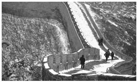 A view of the Great Wall of China, which is more than 1,500 miles long and is the only man-made structure visible from the moon.