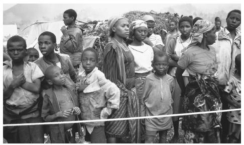 An overcrowded refugee camp in Kibumba. Ongoing military conflicts have led to the creation of the overpopulated refugee camps.