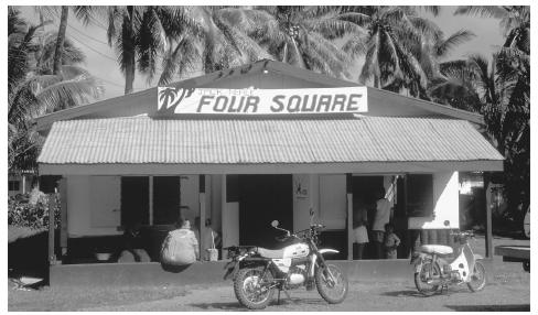 A village store in Arutanga. Stores often cater to tourists, who make up a large portion of the Cook Island economy.