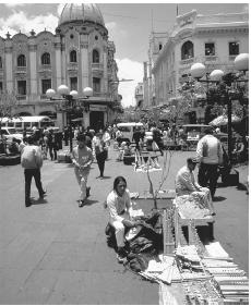 A public square in Quito, the capital of Ecuador.