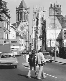 A busy street in Scarborough, York. English architecture is a unique blend of old and new. 