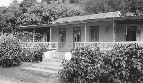 A house on Raivavae, French Polynesia. Traditional homes have a single large sleeping room and an outdoor kitchen.