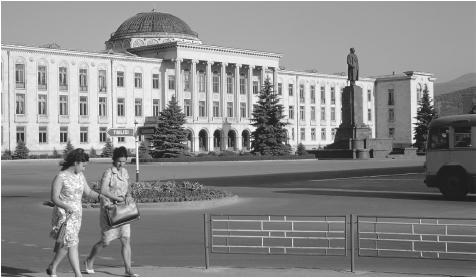 The municipal buildings in Gori. Local governments have small budgets and limited power but may be fairly independent in their policies.