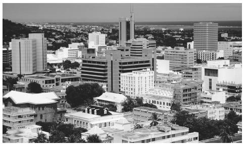 The urban view over Port Louis. Mauritius has one of the highest population densities in the world.