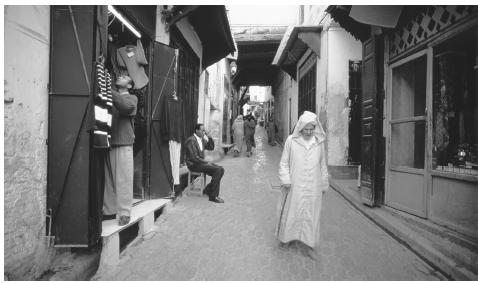 Fes-el bazaar on a holiday. Almost all Moroccans are Sunni Muslim.