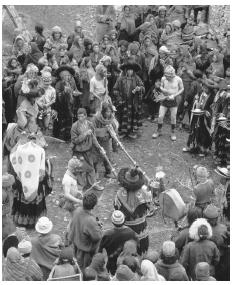 Villagers celebrate the end of the plowing season. Most Nepalese are subsistence farmers.