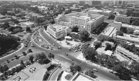 View over central Karachi, Pakistan's first capital. Set on the shore of the Arabian Sea, it is a center of commerce and industry.