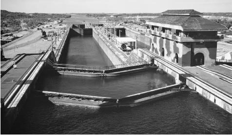 View of the Panama Canal. Opened in 1914, the canal is an engineering marvel and a source of pride among Panamanians.