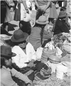 Market in the Sacred Valley. In Peru's informal economic sector, street vendors sell anything from food to flowers.