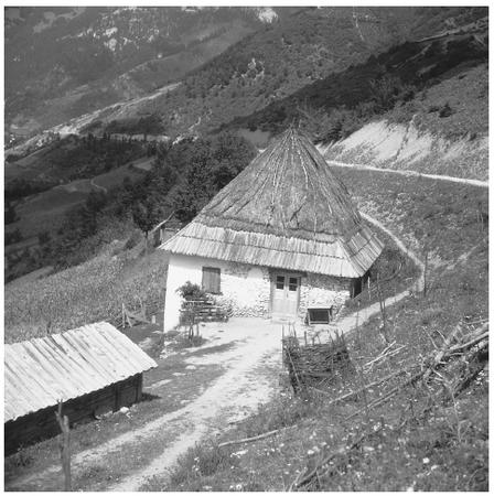 A typical house in Montenegro. Most houses in rural areas are still relatively close together.