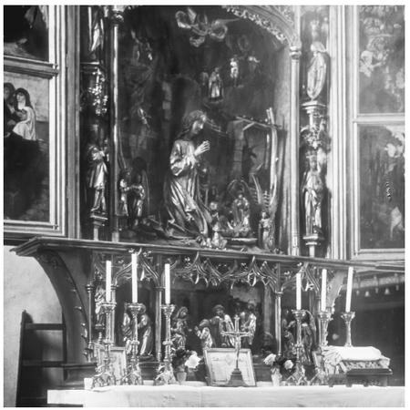 Religious sculptures stand on the side altar of the Church of Saint Egidius in Bardejov, Slovakia. Approximately three-quarters of the population is Christian.