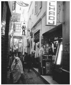 Side street stores on Kerkenna Island are packed with local shoppers on a Tunisian afternoon.