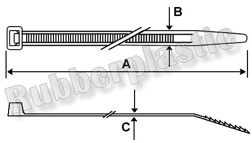 Desenho da abraçadeira nylon standard