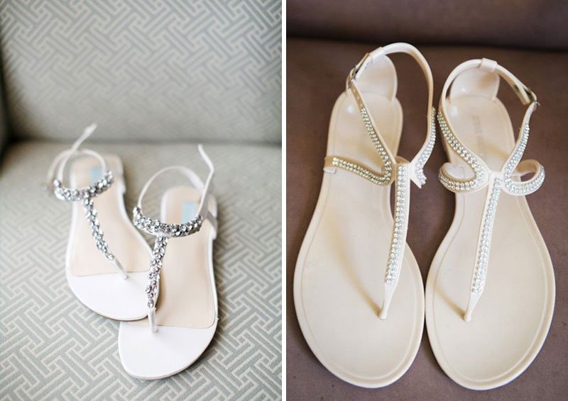 sandales de mariée plates orné de strass