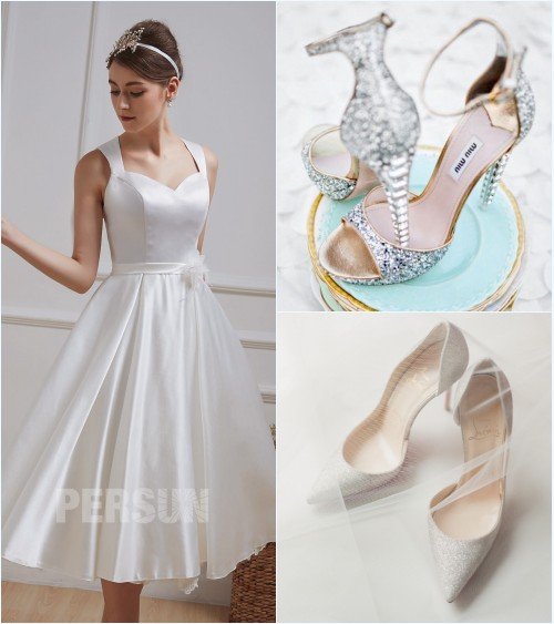 robe de mariée courte et chaussures mariée