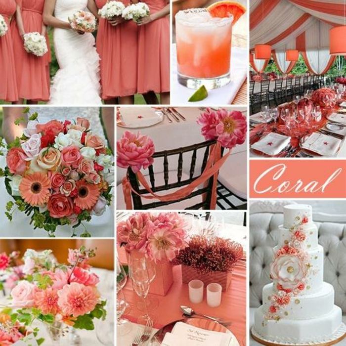 mariage idée en living coral couleur de l'année 2019 pantone