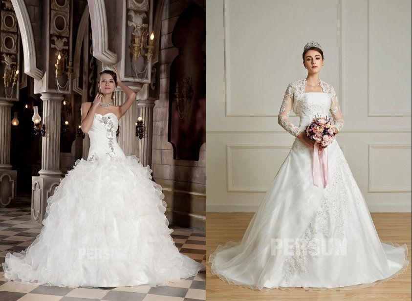 Deux robes de mariée blanches différentes