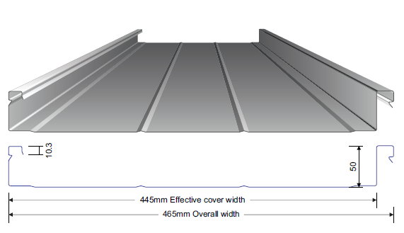 Line drawing of pan and dimensions