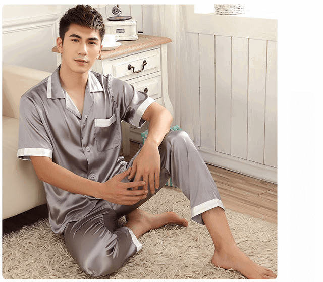 Ensembles de pyjama en soie pour hommes