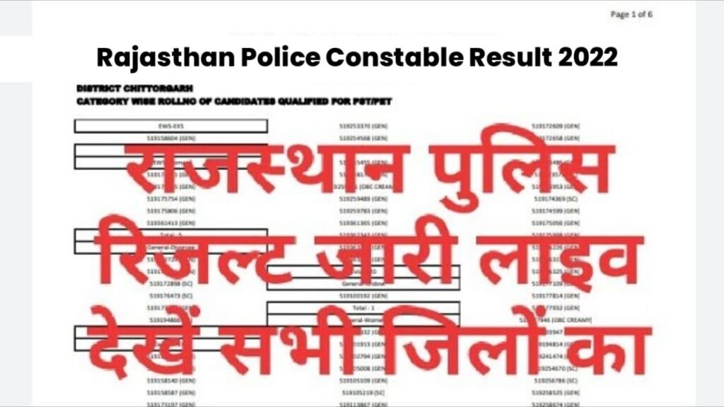 download rajasthan police constable result 2022