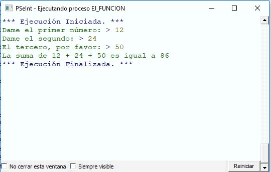 Resultado ejemplo función