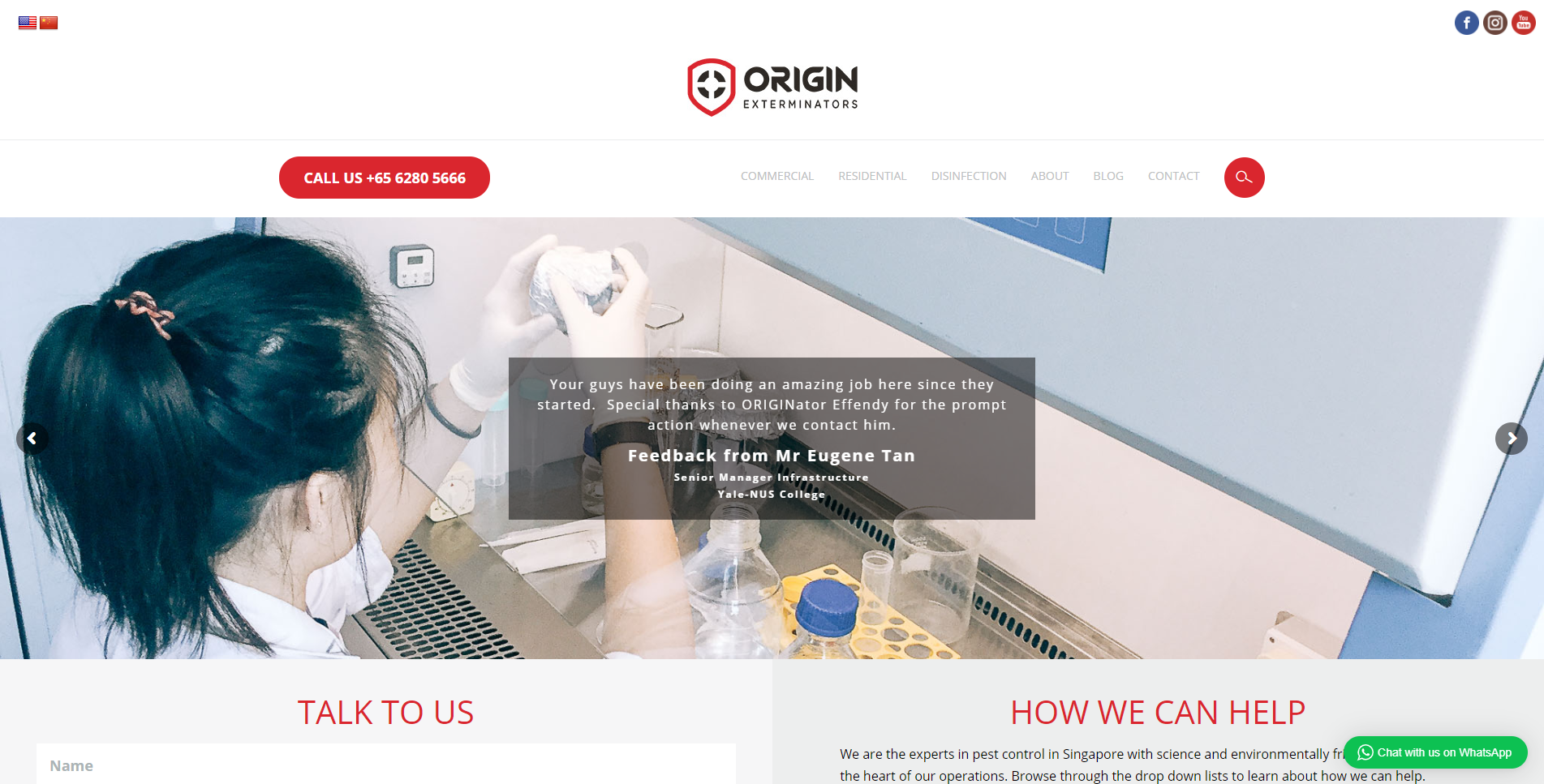 Origin Exterminators pest control companies in Singapore