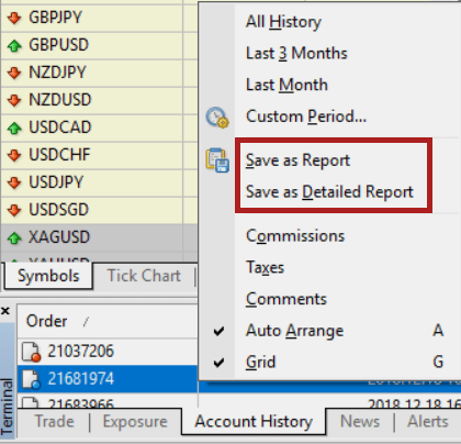 Download personalised trading reports from MT4