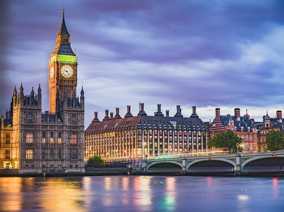 A beautiful scenery of Westminster bridge, part of the Houses of Parliament and Big Ben