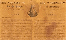 Newspaper showing Washington's Farewell Address