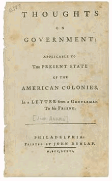 title page of Adam's pamphlet