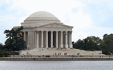 Jefferson Memorial building and reflecting pool