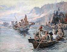 Corps of Discover on river boat October 1805