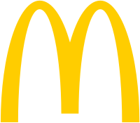 Two yellow arches joined together to form a rounded letter M.