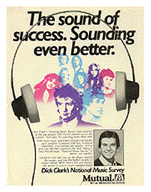 Advertisement including an illustration of headphones, a headshot of a smiling man, illustrations of nine other people, the slogan 