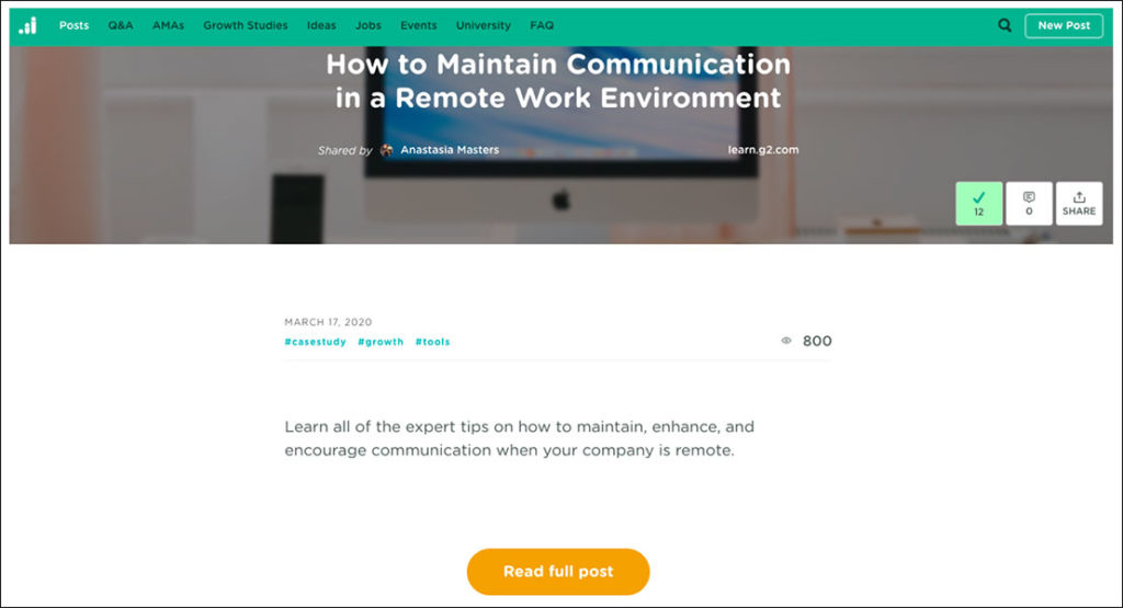 Artículo de blog sobre cómo mantener la comunicación en un entorno de trabajo remoto