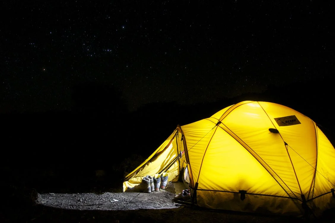 starry sky yellow camp tent