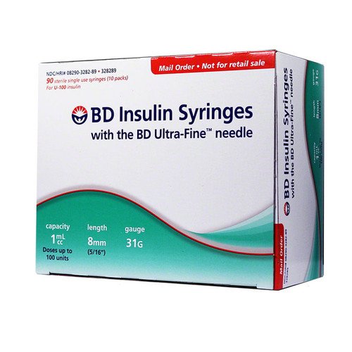 Bd insulin syringes ultra fine needle 31g 8mm