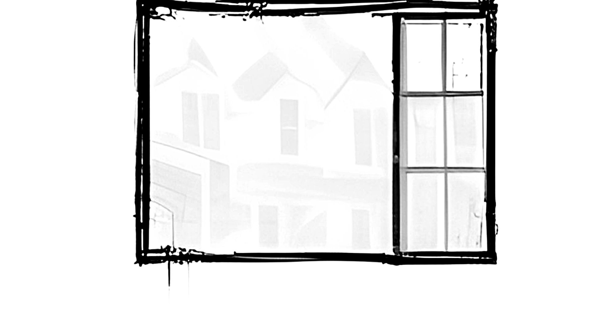 a i rendition of a black and white modern house window