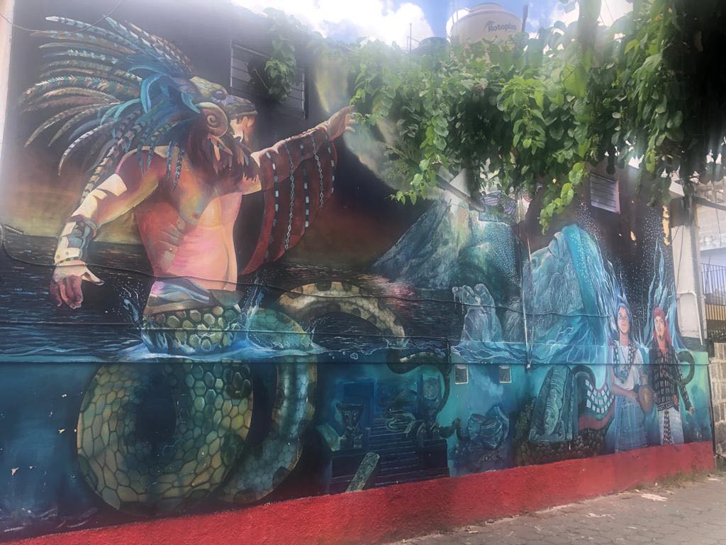 Street art depicting the Atitlán lake monster (Photo credit: Colectivo Nacional Amigos Del Arte) https://m.facebook.com/pages/category/Art/109574294233715/ 