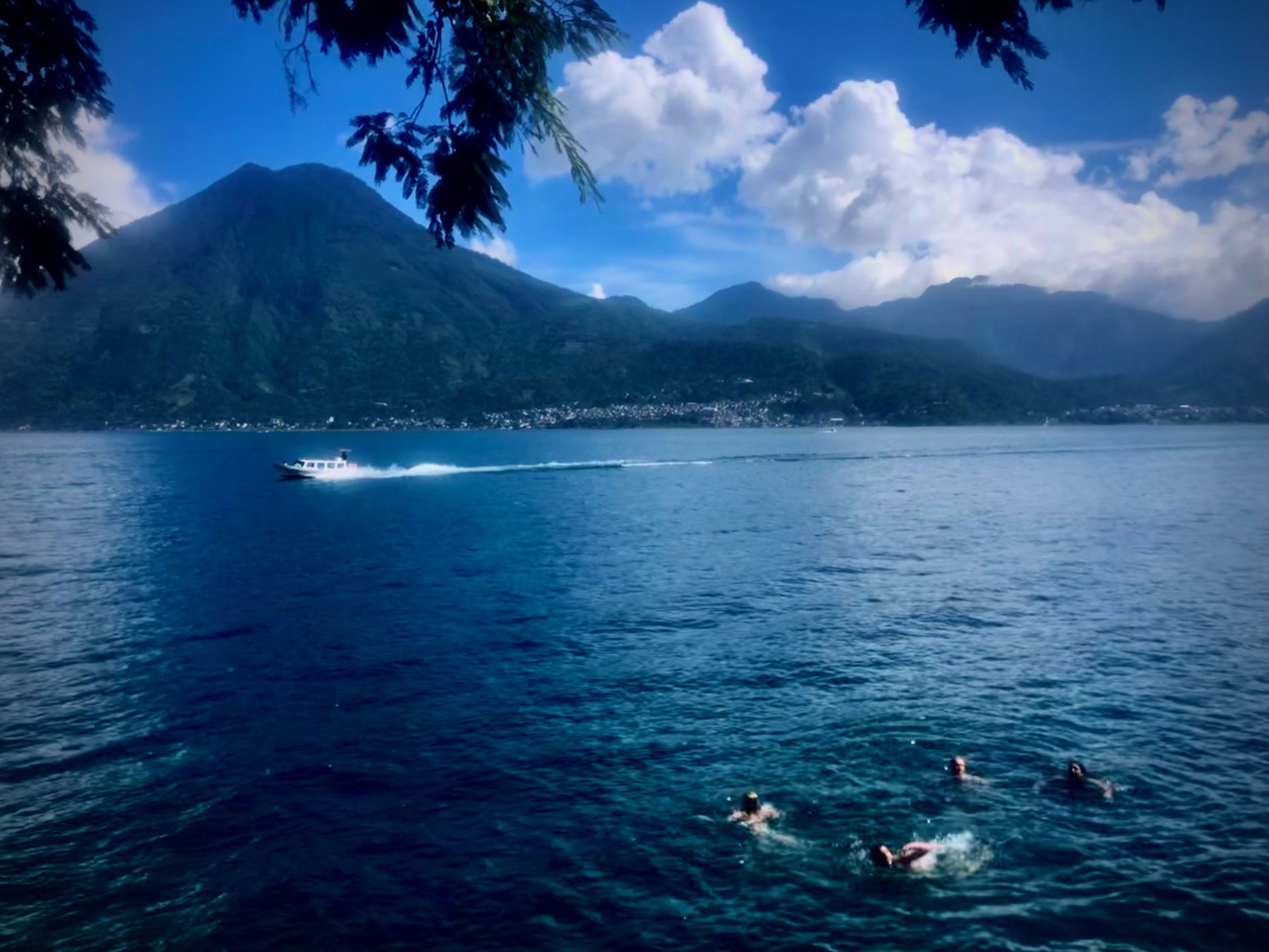 Photo of swimmers in Lake Atitlan. Photo by Willow Coyle.