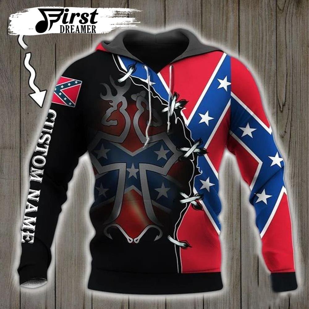 Personalized Rebel Confederate Flags 3D Hoodie