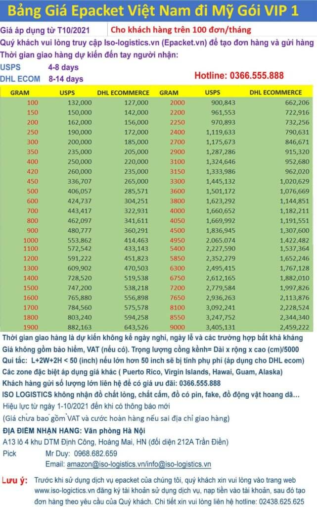bảng giá gửi hàng đi Mỹ iso logistics